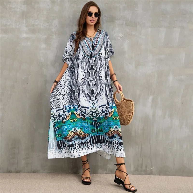 Women's Clothing Kaftan Dresses for Women Plus Size Bathing Suit Cover up Caftan Maxi Beach Dresses