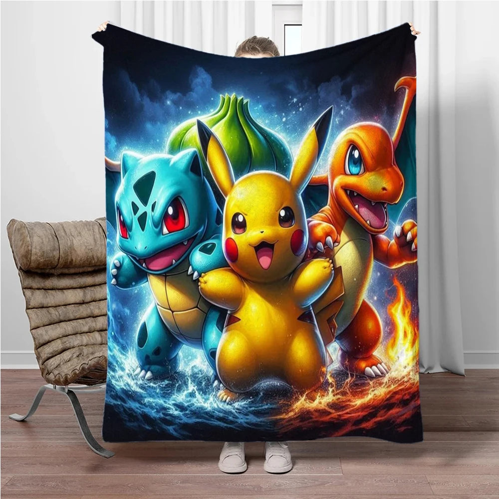 Japan Cartoon Charizard Pokemon Children Warm Soft Blankets for Sofa Bed Cover Blanket Suitable for Birthday Souvenir Gifts