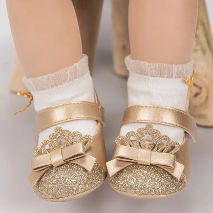 Scarpe da bambina KIDSUN con grazioso fiocco, scarpe da principessa con suola morbida in gomma antiscivolo, scarpe da culla per neonata, modello Mary Jane