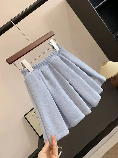 Completi Autunno Inverno Abbigliamento per Bambini Spessi Completo Principessa per Bambini 2 Pezzi Moda Bambina Cappotto Blu Caldo + Gonna A Plisse Eleganza Caldo