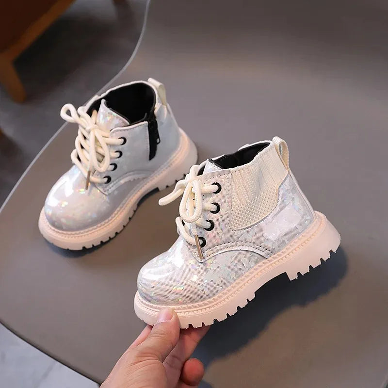 Stivali invernali corti da bambina, stile britannico, suola morbida, leggeri, alla caviglia, unisex, taglie 21-30.