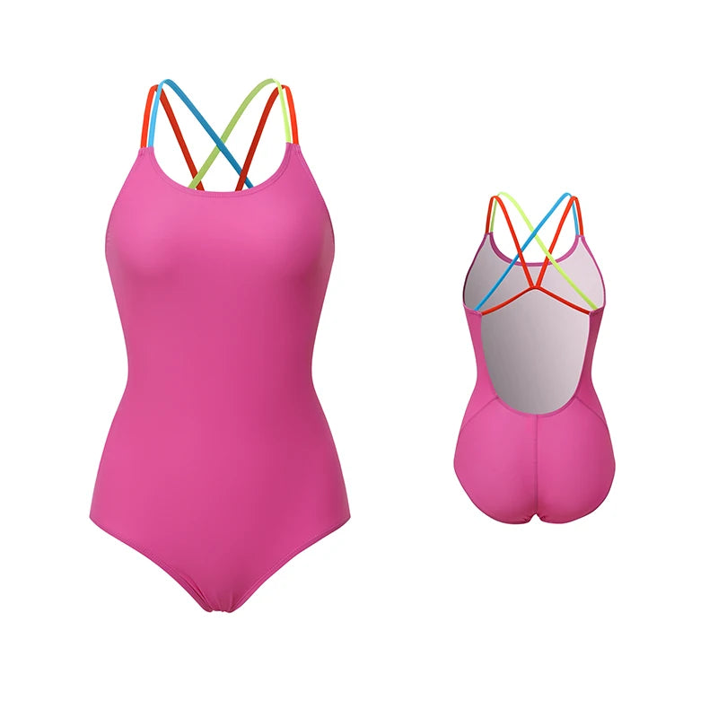 Amber Profional Cetitive One-Piece Swimsuit Women's Sport Training Suit High Elastici Polyester Spandex No Chest Pad