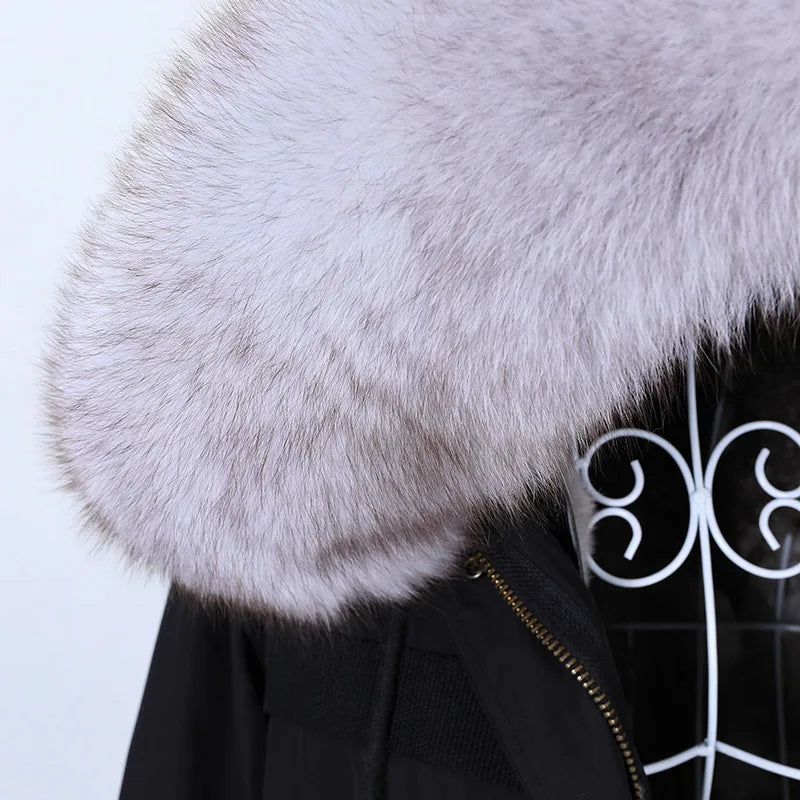 Maomaokong 2022 Winter Jacket Women Long Parka Waterproof Big Natural Real Fox Fur Raccoon Fur Collar Hood Warm Rabbit lining