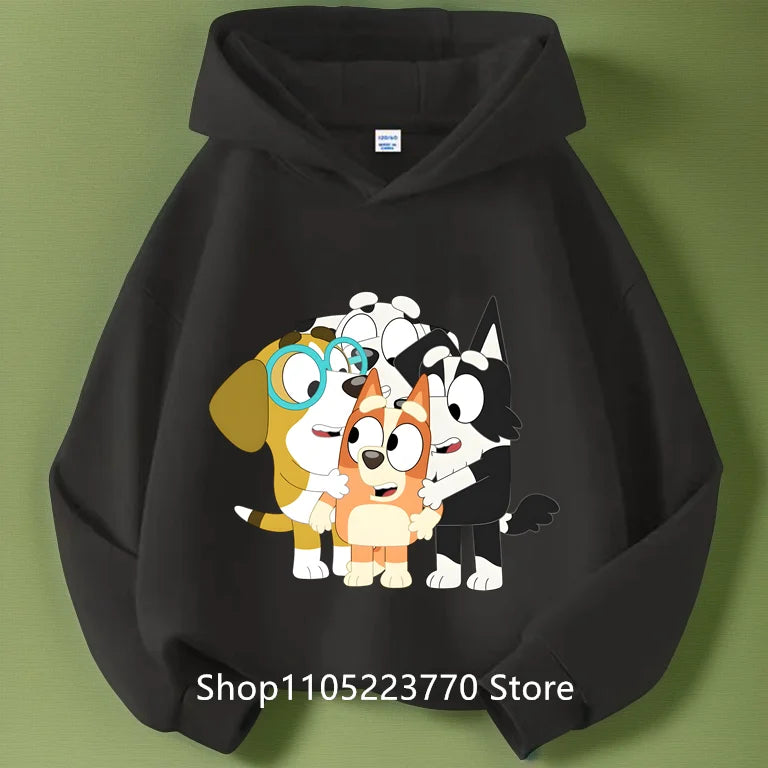 Felpa con cappuccio Bluey per bambini dai 4 ai 14 anni, autunno/inverno, calda e accogliente, con stampa di cartoni animati e anime, ideale per maschietti e femminucce.