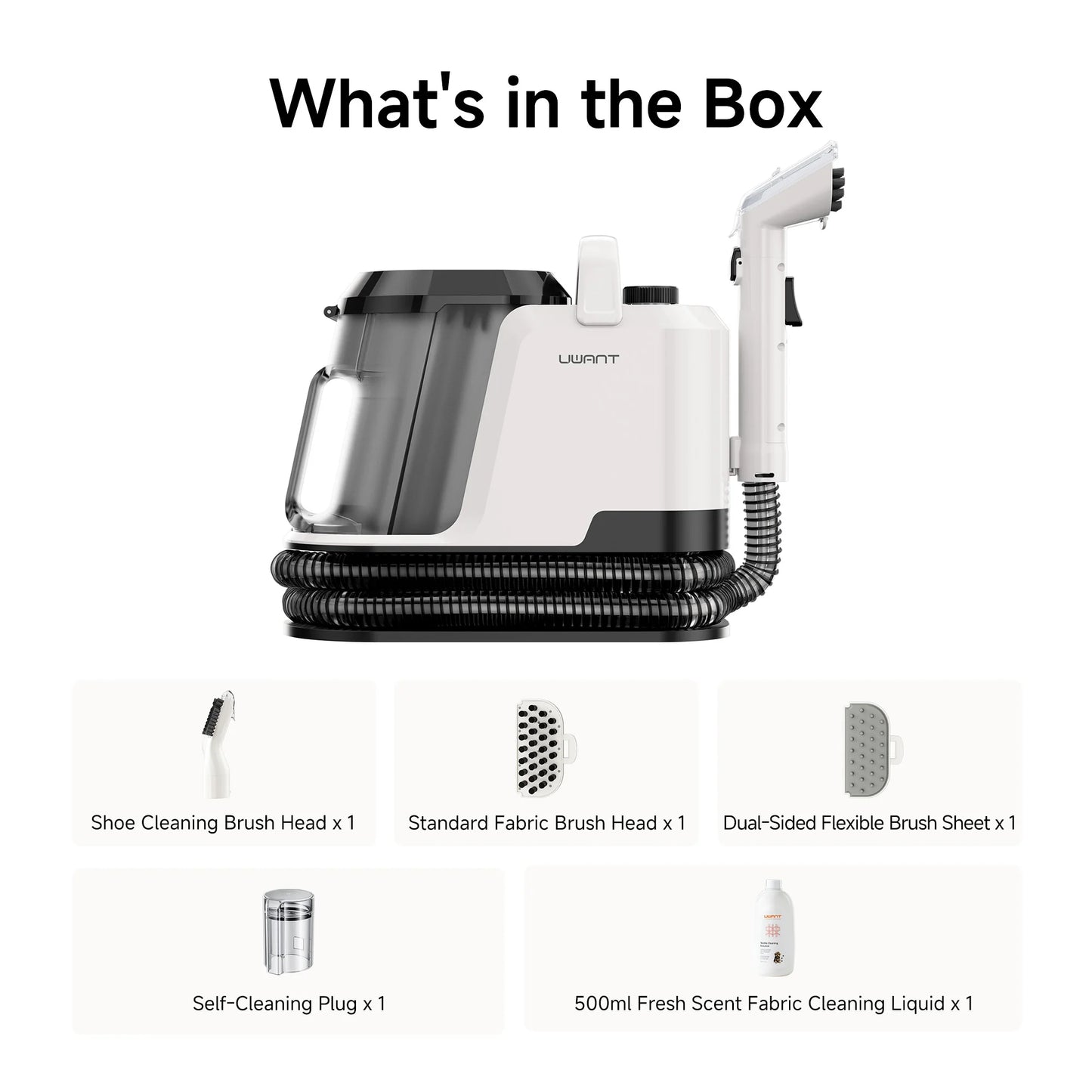 Uwant Y100 18KPa Carpet Cleaner Spray Brush Suction Portable Clean Machine for Sofa Car Shoe Pet Hair Odor Removal Self-Cleaning