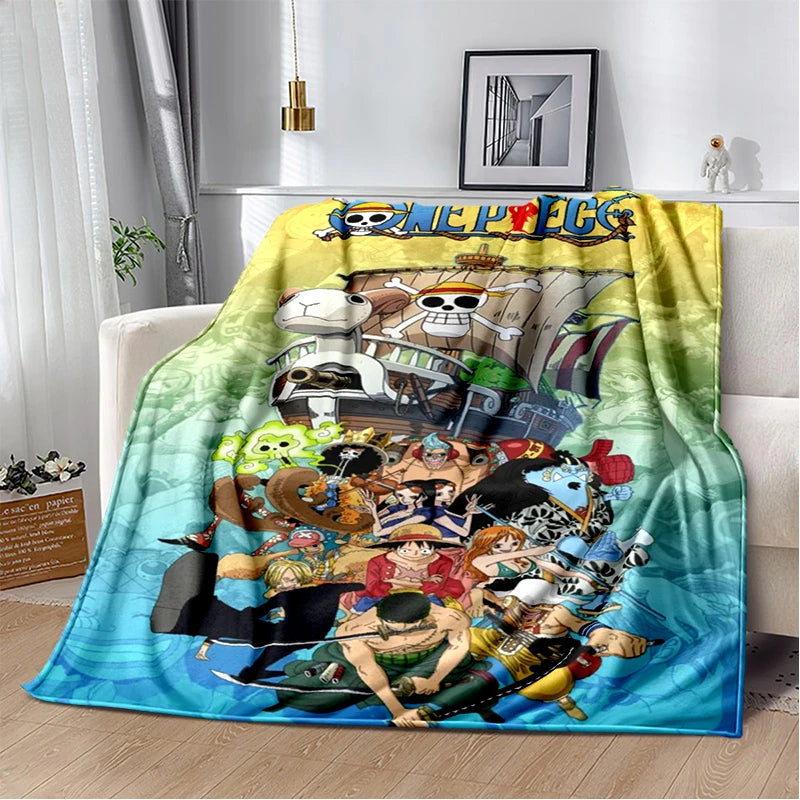 Coperta in flanella 3D One P-Piece con cartoni animati e anime, morbida e calda, ideale per camera da letto, soggiorno, campeggio, picnic, ufficio e come regalo per bambini.