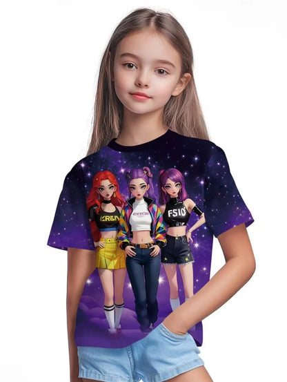 Magliette per bambini con stampa grafica di cartoni animati Kpop, regalo divertente per i fan, magliette Harajuku, top estivi a maniche corte, abbigliamento per bambini