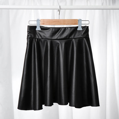 Hot Fashion Skater Multipurpose Elastic Faux Leather Skirts Short Skirt Mini High Waist