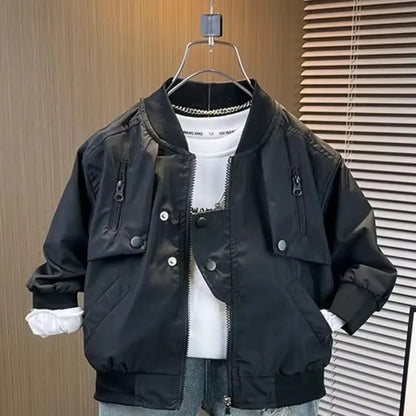 Giacche da baseball per ragazzi, abbigliamento per bambini, primavera autunno, cappotti con cerniera, tinta unita, antivento, capispalla, 2-10 anni