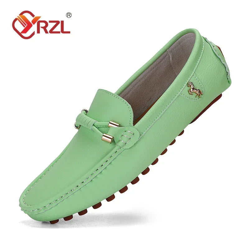 Mocassini YRZL da uomo, scarpe casual in pelle, mocassini traspiranti slip-on, colore rosso vino, taglia grande 48, scarpe da guida da uomo