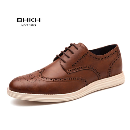 BHKH 2025 Autunno Scarpe eleganti da uomo in vera pelle, alla moda, con lacci, casual, scarpe eleganti da lavoro/ufficio, leggere