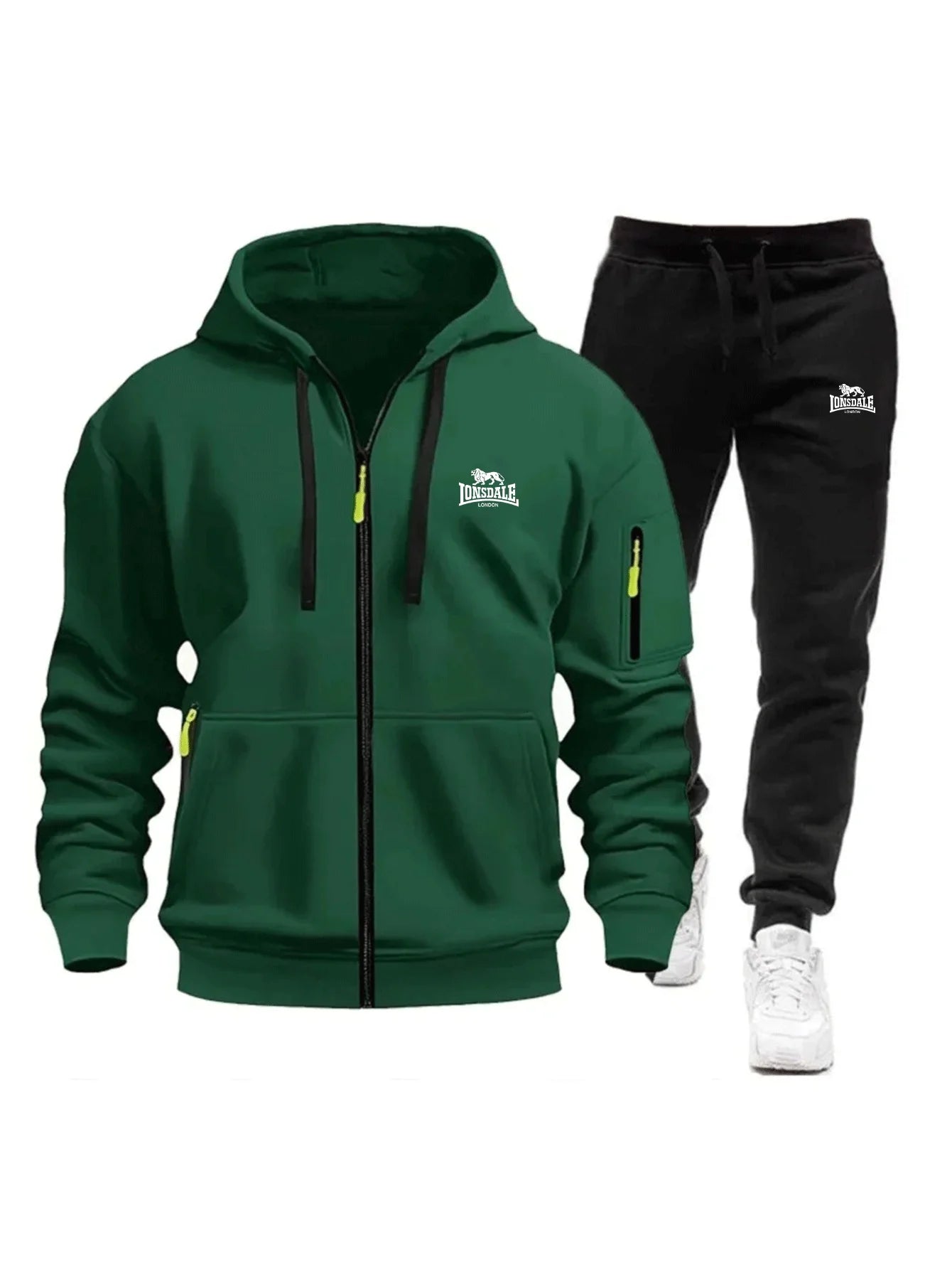 2026 New Brand Men's Winter American-Style Heavy Fleece Zip-Up Hoodie Warm Casual Sports Loose Workwear Trendy Set