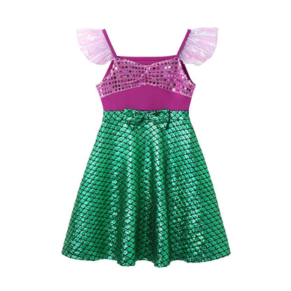 2025 Abito casual da bambina Elsa Anna Abito estivo da giorno per bambine Vestidos Abiti senza maniche colorati in cotone con stampa Abiti da bambina