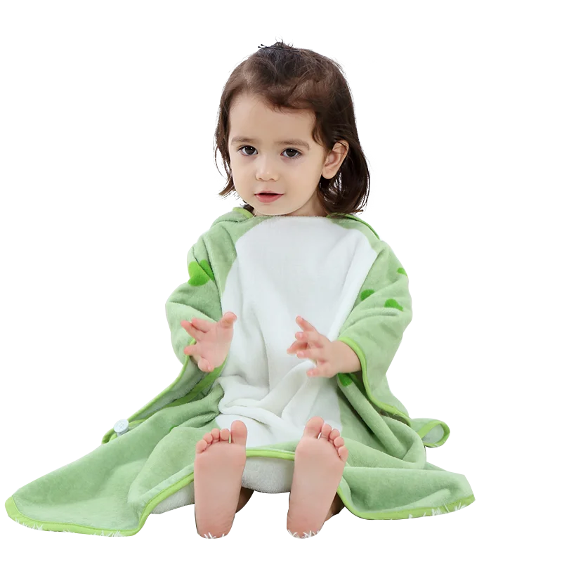Asciugamano da bagno per neonati con cappuccio a forma di dinosauro dei cartoni animati MICHLEY, asciugamano da spiaggia in cotone, accappatoio morbido per neonati, unisex per bambini e bambine.