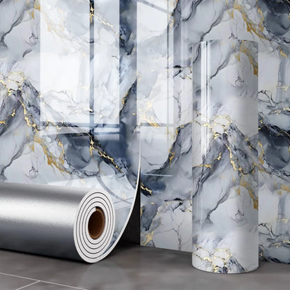Self Adhesive Marble Wallpaper 1 Roll Waterproof Antifouling Thick Foam Wall Sticker for Bedroom Living Room