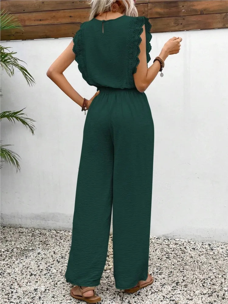 Spring Casual Fashion Solid Color Ladies Pants Two Piece Sets 2025 Summer Round Neck Short Sleeve Pants Versatile Sets For Women