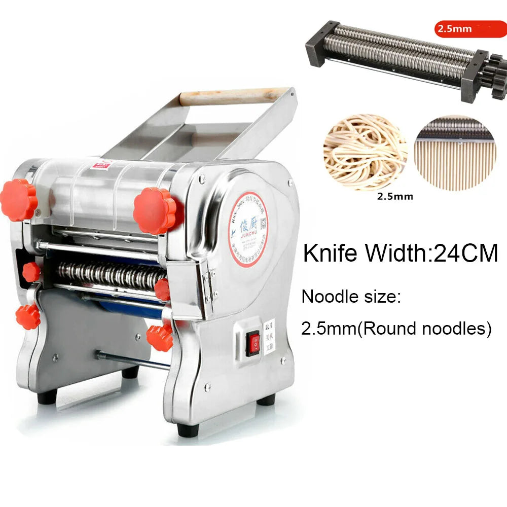 Macchina per pasta elettrica da 550 W, macchina per pasta con rullo per ravioli, acciaio inox, doppia lama, per uso commerciale