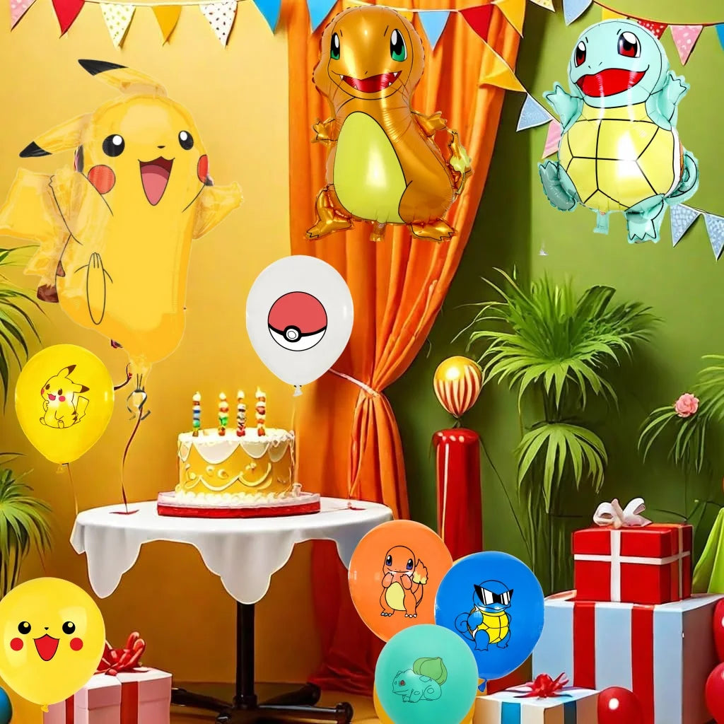 Pikachu Pokemon Balloon 1-9th Birthday Party Decoration Pokemon Squirtle Party aluminum Balloon Baby Shower Pikachu Party Favors