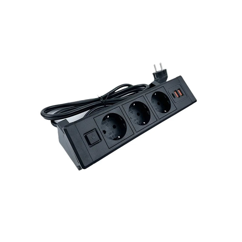 FUNAYA Built-in Desktop Hidden Socket EU KR Concealed Sockets with USB Type-c Power Electric AC Vertical Outlets for Furniture