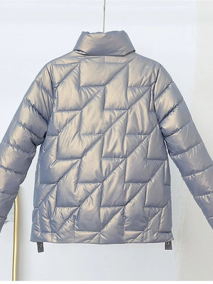 Women Jacket Winter Parkas Female 2025 New Glossy Down Cotton Jackets Stand Collar Casual Warm Parka Short Coat Female Outwear