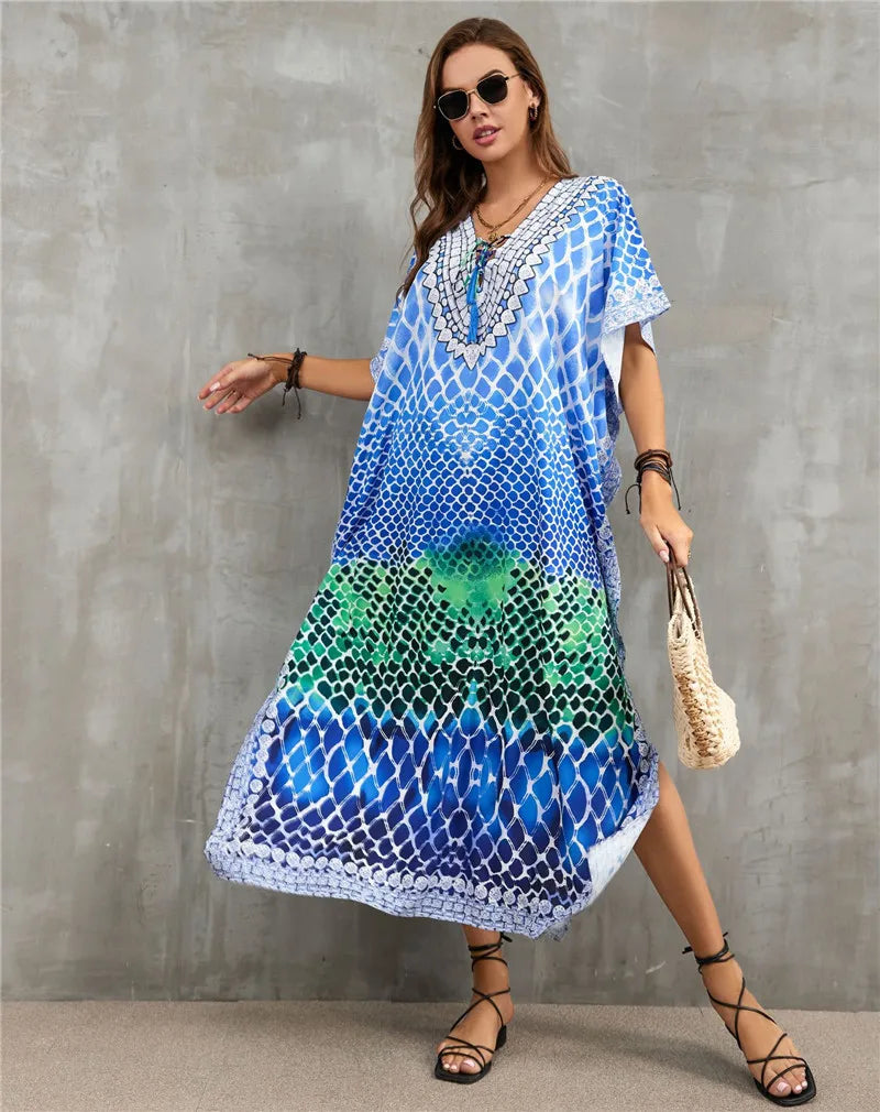 Women's Clothing Kaftan Dresses for Women Plus Size Bathing Suit Cover up Caftan Maxi Beach Dresses