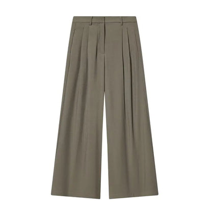 Pantaloni da donna alla moda a gamba larga, nuovi arrivi autunnali, plissettati, versatili, modello slim, abbigliamento casual per donna