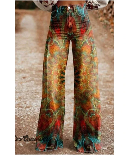 Cross-border Sale of Large-sized Women Casual Pants for European American Trade Thin Style Imitating copy Jeans Wide-leg Fashion