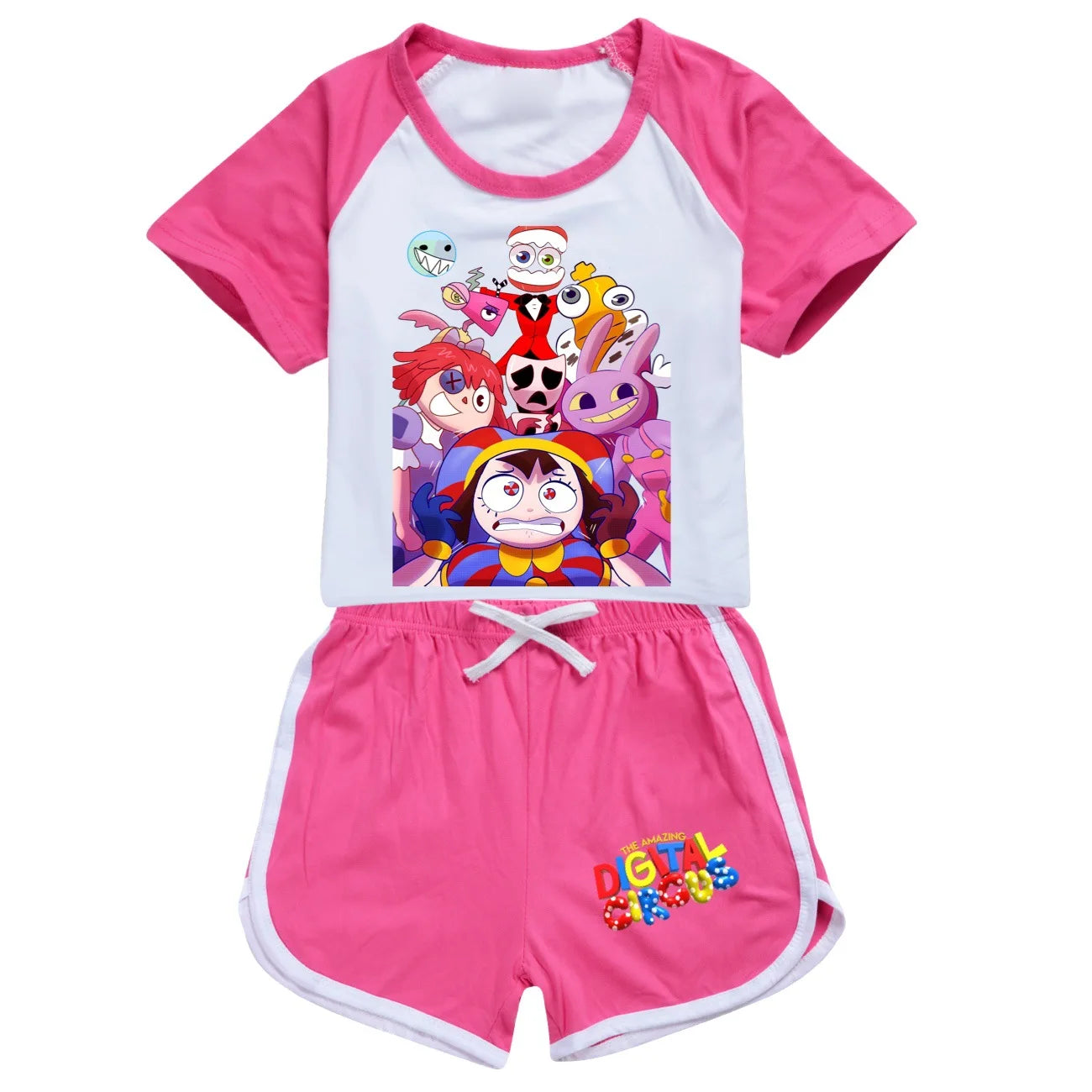Abbigliamento per ragazzi: fantastico pigiama estivo digitale a tema circo con maglietta a maniche corte in cotone e pantaloncini, costume sportivo per ragazze 2896