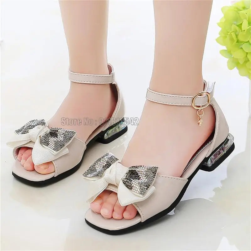 Sandali per bambini, scarpe da principessa estive alla moda con fiocco, perfette per la spiaggia.
