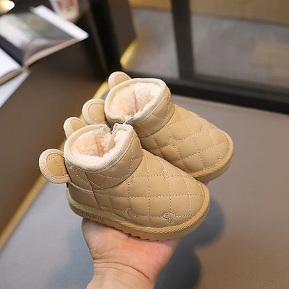Promozione Stivali invernali 2025 manica Nuovi stivali da neve caldi per bambini Scarpe in cotone con paillettes Stivali da bambino extra in pile per studenti