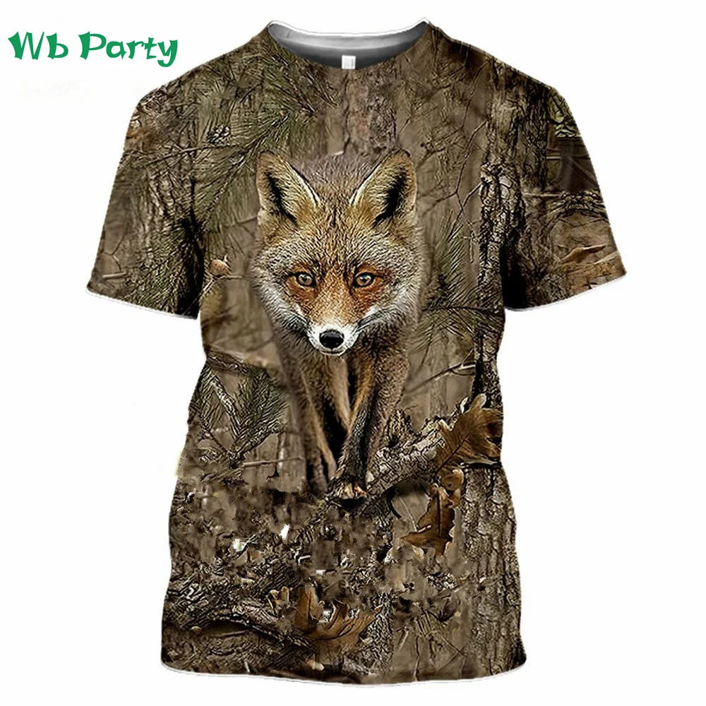 Magliette con grafica di cervi e foresta, stampa 3D, abbigliamento da uomo, girocollo estivo, pullover, magliette alla moda per uomo, top