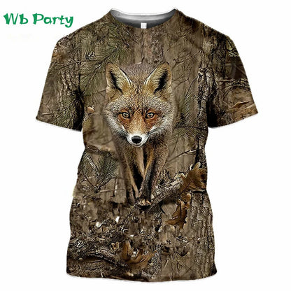 Magliette con grafica di cervi e foresta, stampa 3D, abbigliamento da uomo, girocollo estivo, pullover, magliette alla moda per uomo, top