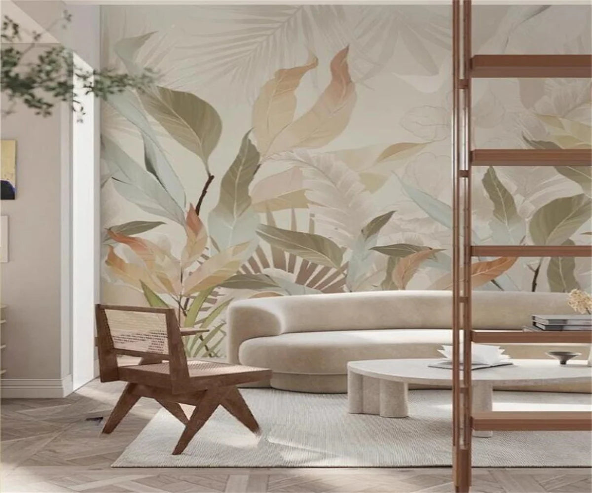 Nordic banana leaf jungle wallpaper Living room sofa bedroom background wall paper Tropical greenery photo wallpaper mural