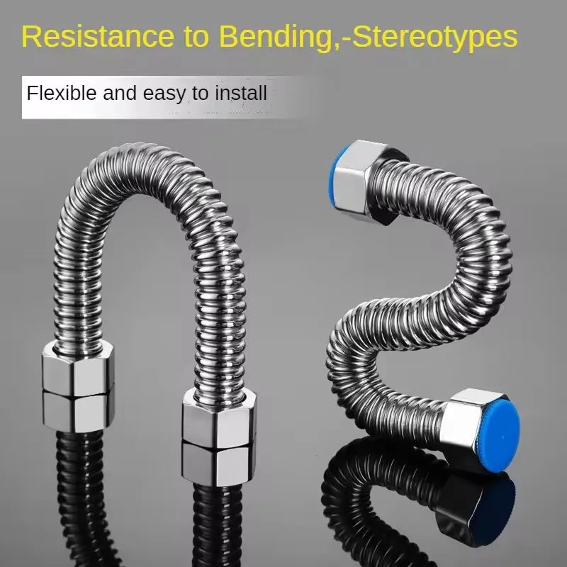 20 to 200CM 304 Stainless Steel Basin&Toilet G1/2 Inch Plumbing Hose,Bathroom Heater Connect High Pressure Explosion-proof Pipes
