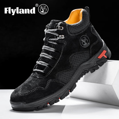Stivaletti da uomo FLYLAND, scarpe casual in pelle, stile vintage, cuciture a mano, scarpe morbide, fatte a mano per il lavoro.