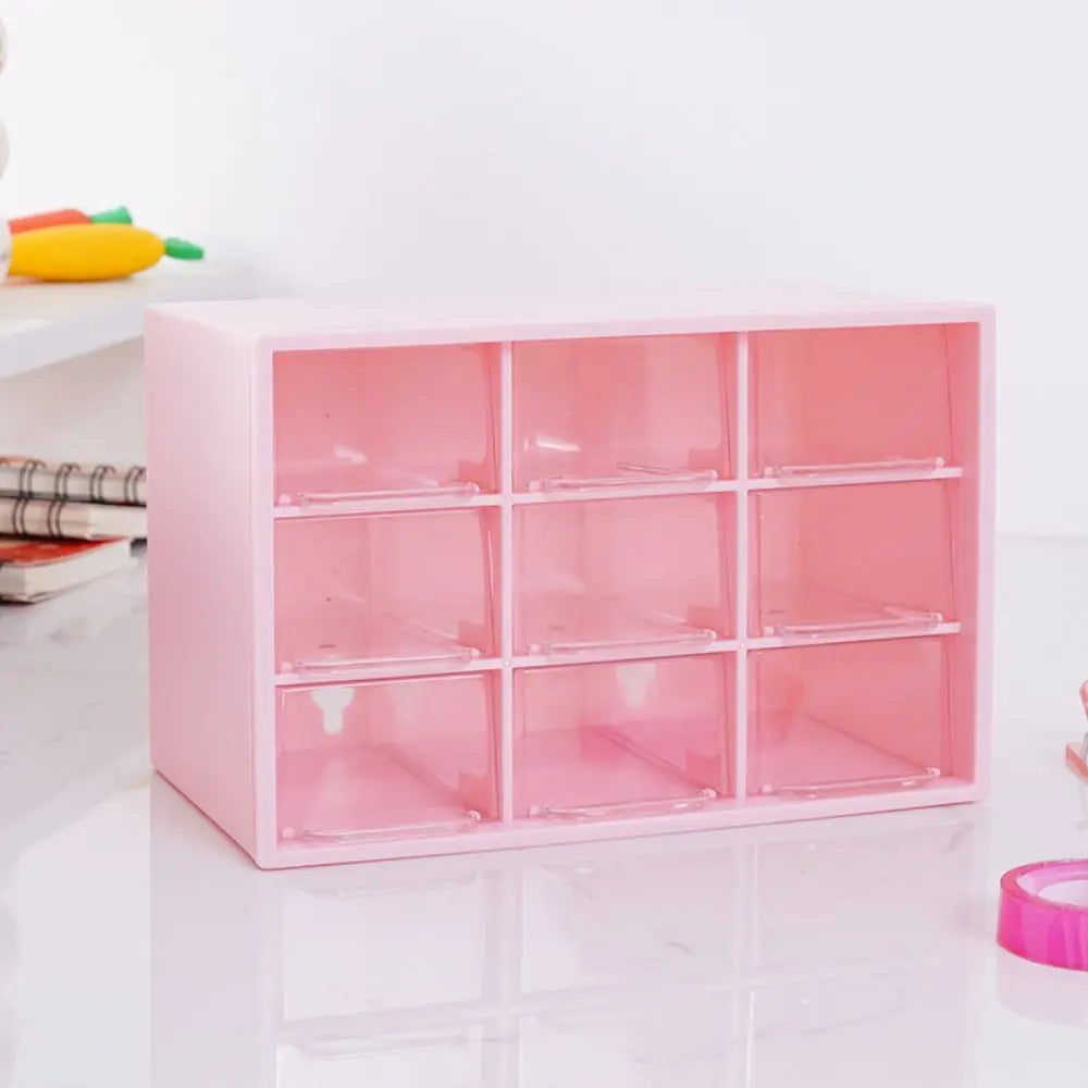New Transparent 9 Grid Storage Boxes Small Drawer Wall-mounted 9 Grid Organizer Drawers Boxes Small Drawer Partitioned Desktop