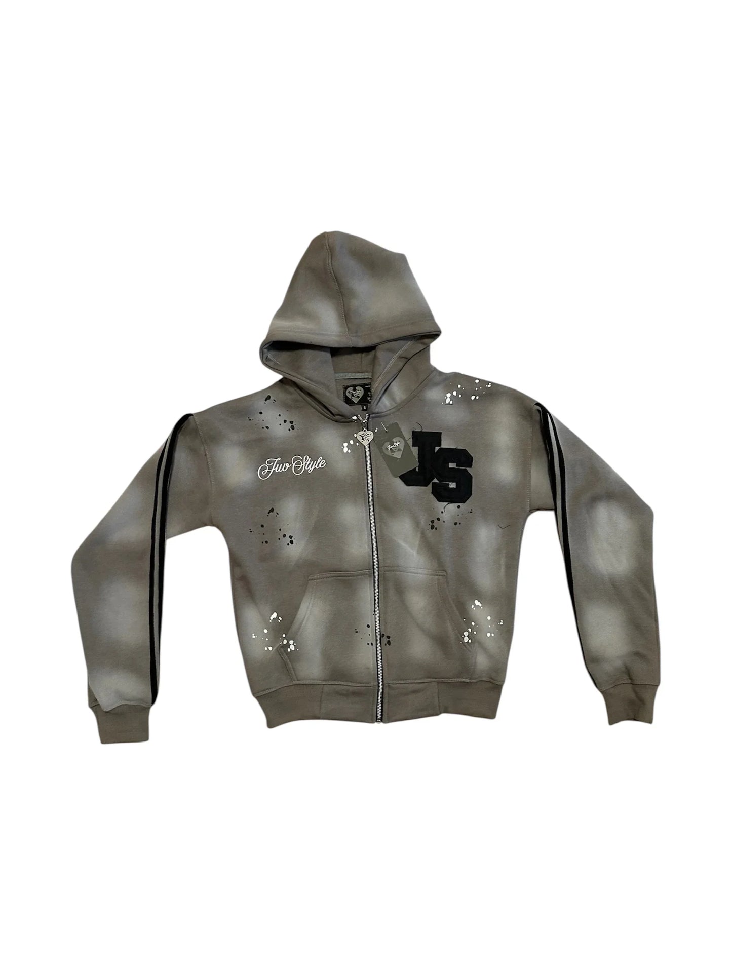 New Fashion Pink Letter Gradient Light Grey Classic Sports Outdoor Set for Men and Women Gothic Hip-Hop Zipper Hoodie and Pants