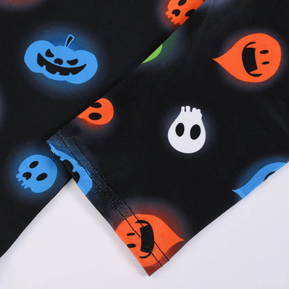 Pigiama a maniche lunghe digitale a tema zucca di Halloween per bambini e bambine