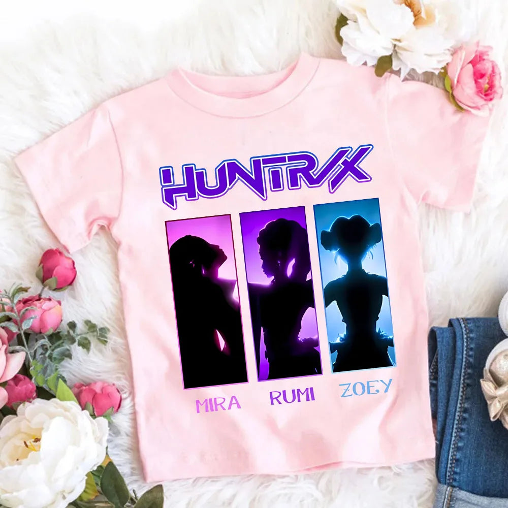 2026 Maglietta per bambine in morbido cotone con stampa del film KPop Demon Hunters - Regali per i fan - Abbigliamento per bambini - Top casual alla moda