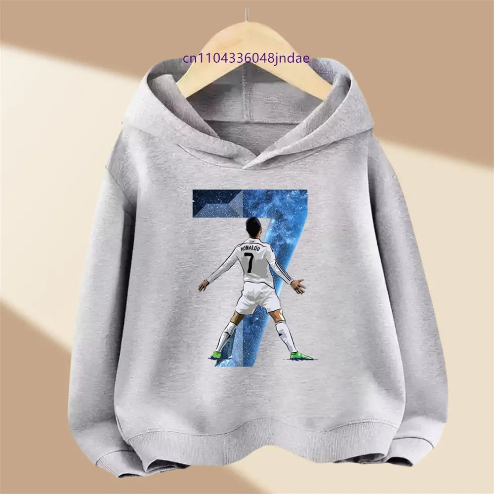 Abbigliamento per bambini di marca, felpa casual per bambini, felpa sportiva per primavera e autunno per ragazzi e ragazze, pullover con stampa Ronaldo