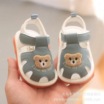 Sandali estivi per bambini da 0 a 2 anni, scarpe con fischietto, sandali per neonati, sandali per bambini e bambine con suola morbida e punta antiurto.