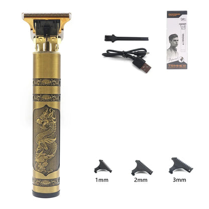 Professional T9 Hair Trimmer Stainless Steel Blade Metal Body with 9 Optional Limit Combs Cordless for Hair Beard Trimming