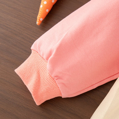 Maglietta per bambina con coniglietto, colore rosa, con cappuccio e maniche lunghe (6-24 mesi), ideale per la primavera e l'autunno (6-24 mesi).