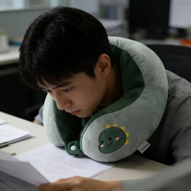 Cartoon Camel Hump Dinosaur U-Shaped Neck Pillow Custom Logo Cervical Support for Office & Airplane Travel