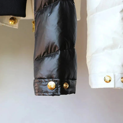 Fashion Single-Breasted Zipper Cotton-Padded Jacket 2025 Women Winter New Warm Cotton Coat Black White Bread Puffer Coats Female