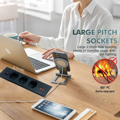 FUNAYA Built-in Desktop Hidden Socket EU KR Concealed Sockets with USB Type-c Power Electric AC Vertical Outlets for Furniture