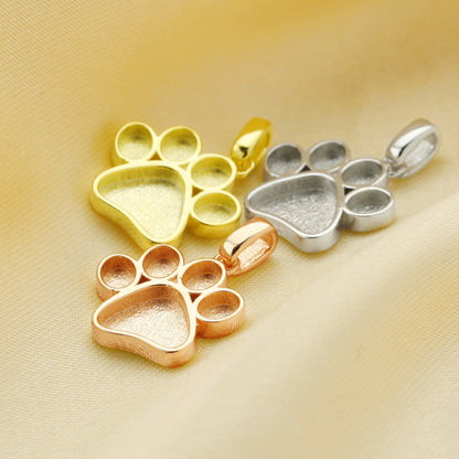 Ciondolo a forma di zampa di cane in resina, 13 mm, con incastonatura a castone, in argento sterling 925 massiccio placcato oro rosa, codice 1431165.