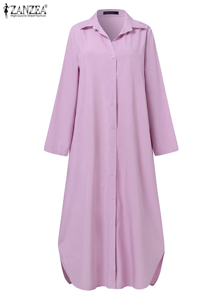 2025 ZANZEA Spring Fashion Long Sleeve Lapel Long Shirt Pant Sets Women Work Matching Sets 2pcs Outfits Solid Loose Trouser Suit
