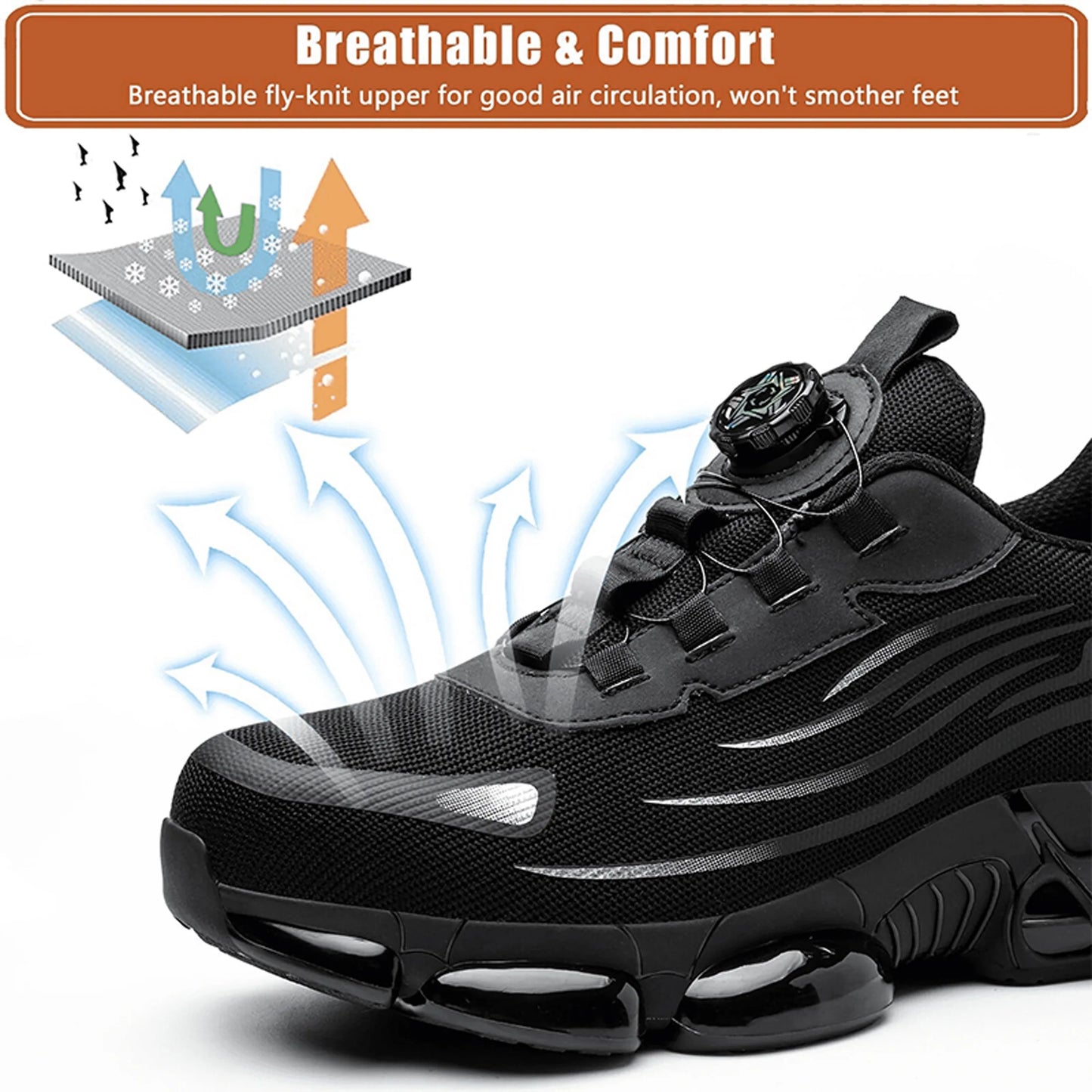 Scarpe antinfortunistiche indistruttibili con puntale in acciaio, antiscivolo, resistenti all'abrasione, scarpe da lavoro da uomo, robuste e comode.