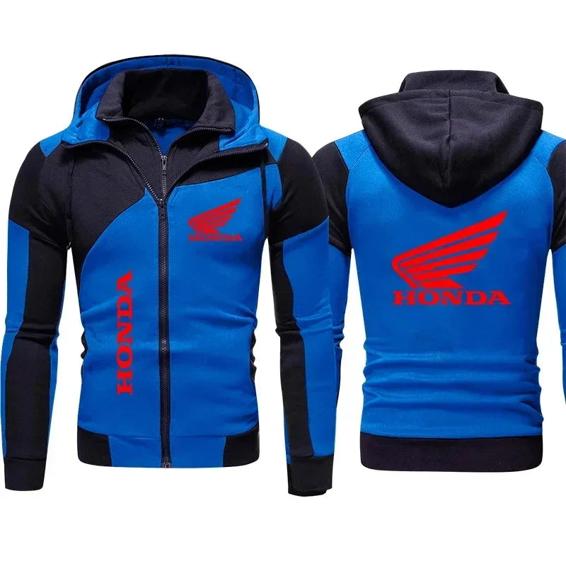 Felpa con cappuccio Honda, giacca da motociclista, felpa con stampa logo Honda Wing, pullover, giacca da motociclista alla moda, abbigliamento da uomo, felpa con cappuccio e cerniera personalizzata